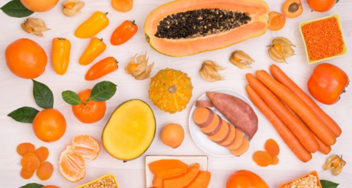 Vitamin A in Orangen Gemüse und Obst.